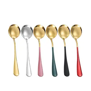 4pcs Stainless Steel Korean Spoon, Household Kitchen Spoon, Tea Spoon, & Silver Color, Mirror Polished Cutlery, Coffee Cutlery