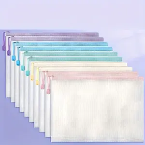 A4 Mesh Zipper Pouch Bags,  Plastic Document Organizer Folders, Multipurpose File Bags for Office, School, Toys, Board , Puzzles, Travel, and  Storage Supplies