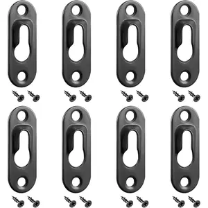 40 Pieces Single Keyhole Picture Frame Hanger with 80 Pieces Screws Metal Keyhole Hanging Fasteners Brackets for Mirror Frame Cabinet, 43 x 16 mm(Black) Light Organiser