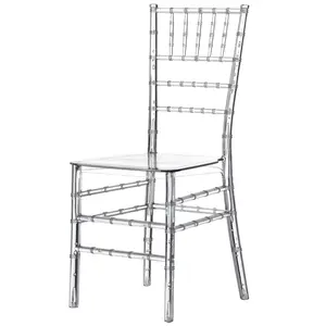 Fabulaxe QI004658.CL Modern Acrylic Stackable Chiavari Dining Chair, Clear Party Chair, Crystal Acrylic Chair for Events and Weddings, Single