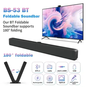 Sound Bar for TV with Subwoofer, 20W, Wireless TV Soundbar 3D Surround Sound System TV Speaker for Home Theater Audio, TF/AUX/FM/AUX, Movie, Game