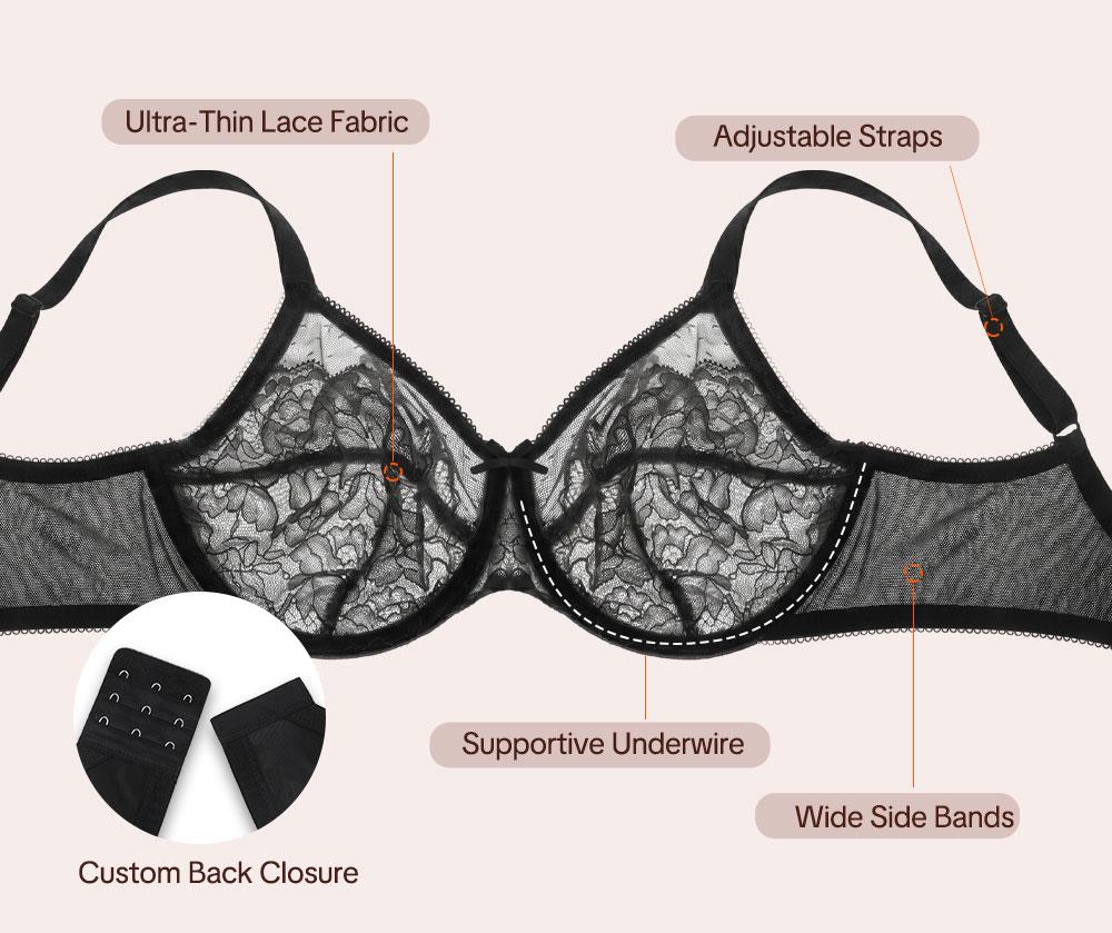 HSIA Enchante Unlined Floral Lace Underwire Plus Size No Padding Full Coverage Bra Set 2 Pack Womenswear