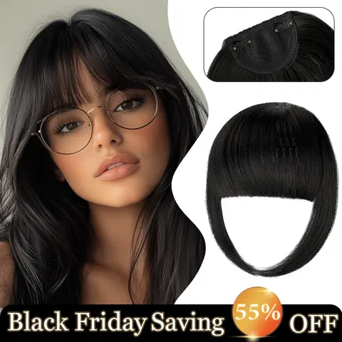 Cephemer Clip in Bangs Hair Extensions Thick Blunt Bangs 8inches 2Clips in HairPieces Synthetic Fake Bangs Hairpieces for Women All Day Comfort for Daily Party Black Friday & Christmas