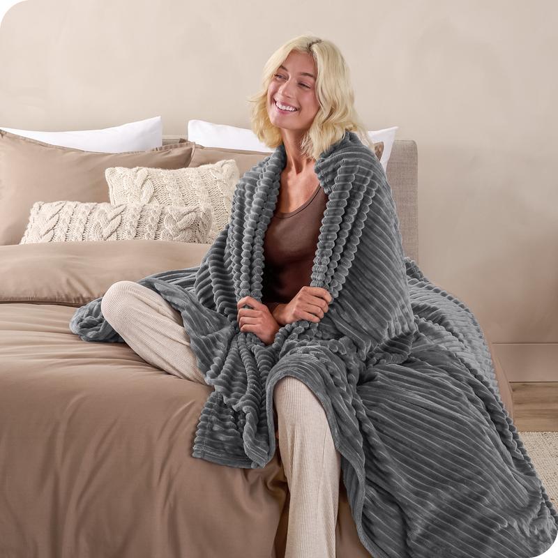 Bare Home Microplush Ribbed Blanket
