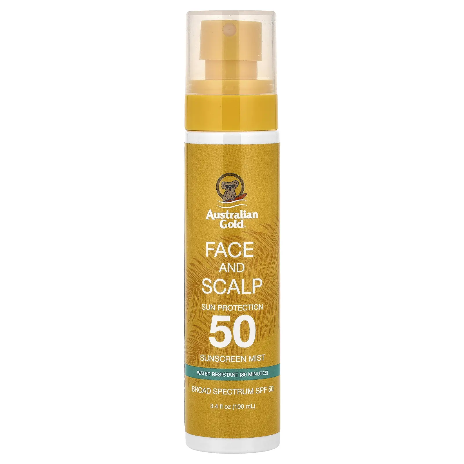 Australian Gold Face and Scalp Sunscreen Mist, SPF 50, 3.4 fl oz (100 ml)