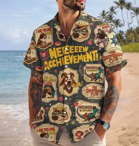 Achievement Dungeon Crawler Carl Hawaiian Shirt, Fantasy DnD For Gamers Shirt, RPG Lover Gift Hawaiian, Mythical Dragons Button Up Shirt