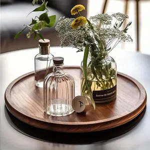 Round Wooden Tray, 1 Count Elegant Arabian-style Tray, Decorative Tray for Kitchen, Dining & Home Decor Round Wooden Tray, 1 Count Elegant Arabian-style Tray, Decorative Tray for Kitchen, Dining & Home Decor