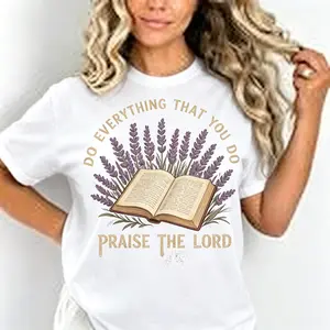 ✝️   Boho Floral Cross Bible Verse Religious Comfy Oversized Graphic T-Shirt