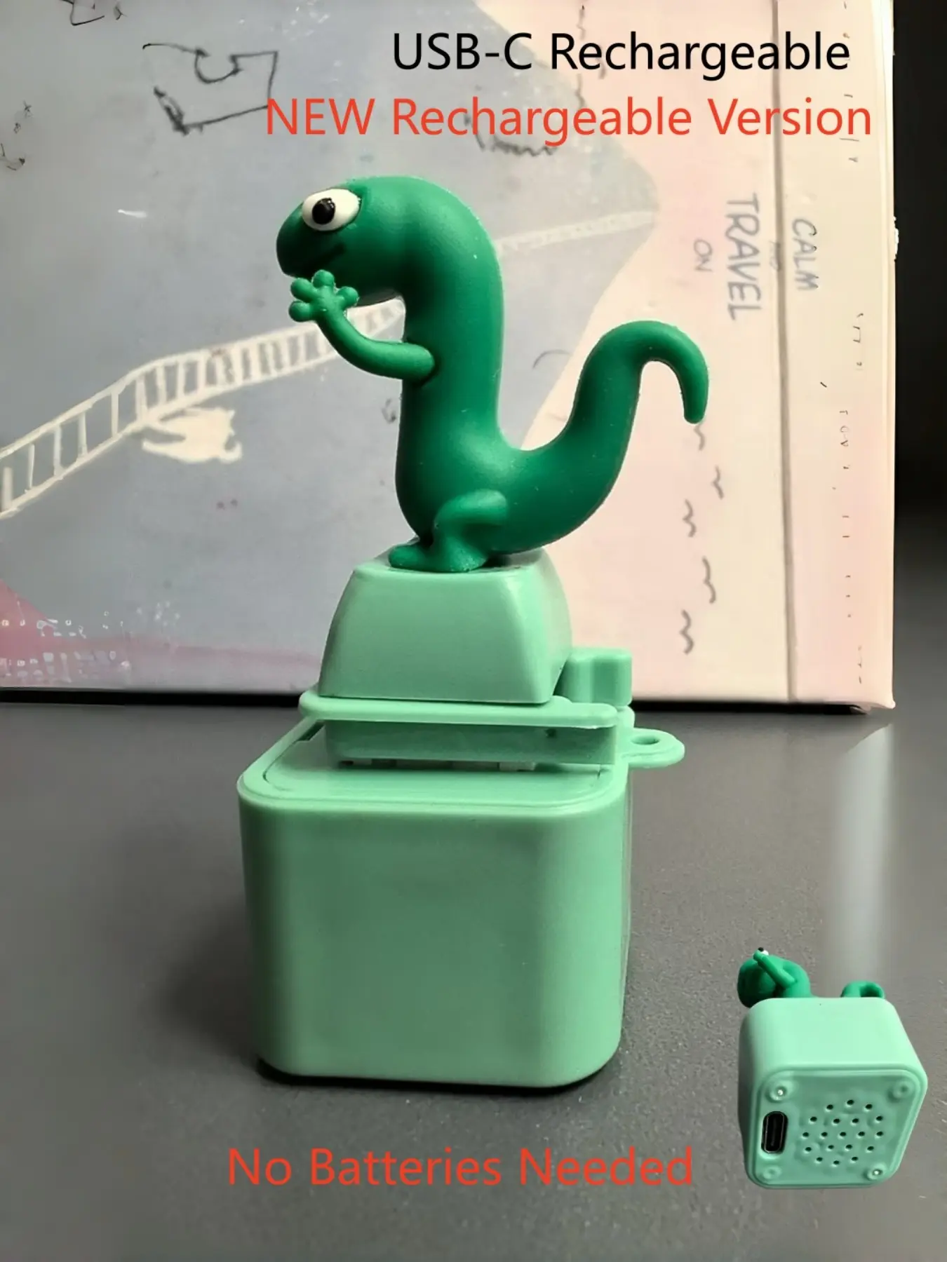 Lizard Keychain with Rechargeable LED Light, Realistic Croak Color Changing Fun Toy, Perfect Gift for Kids & Adults, Lizard Shaped Animal Keychain