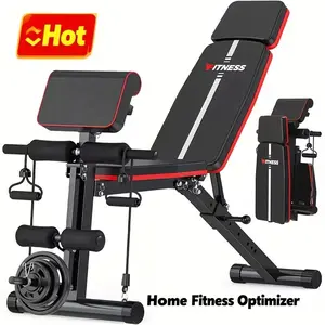 1pc Adjustable Weight Bench | Foldable Multifunctional Exercise Equipment for Home Gym Strength Training, Full Body Workout, Stainless Steel, AOWOS