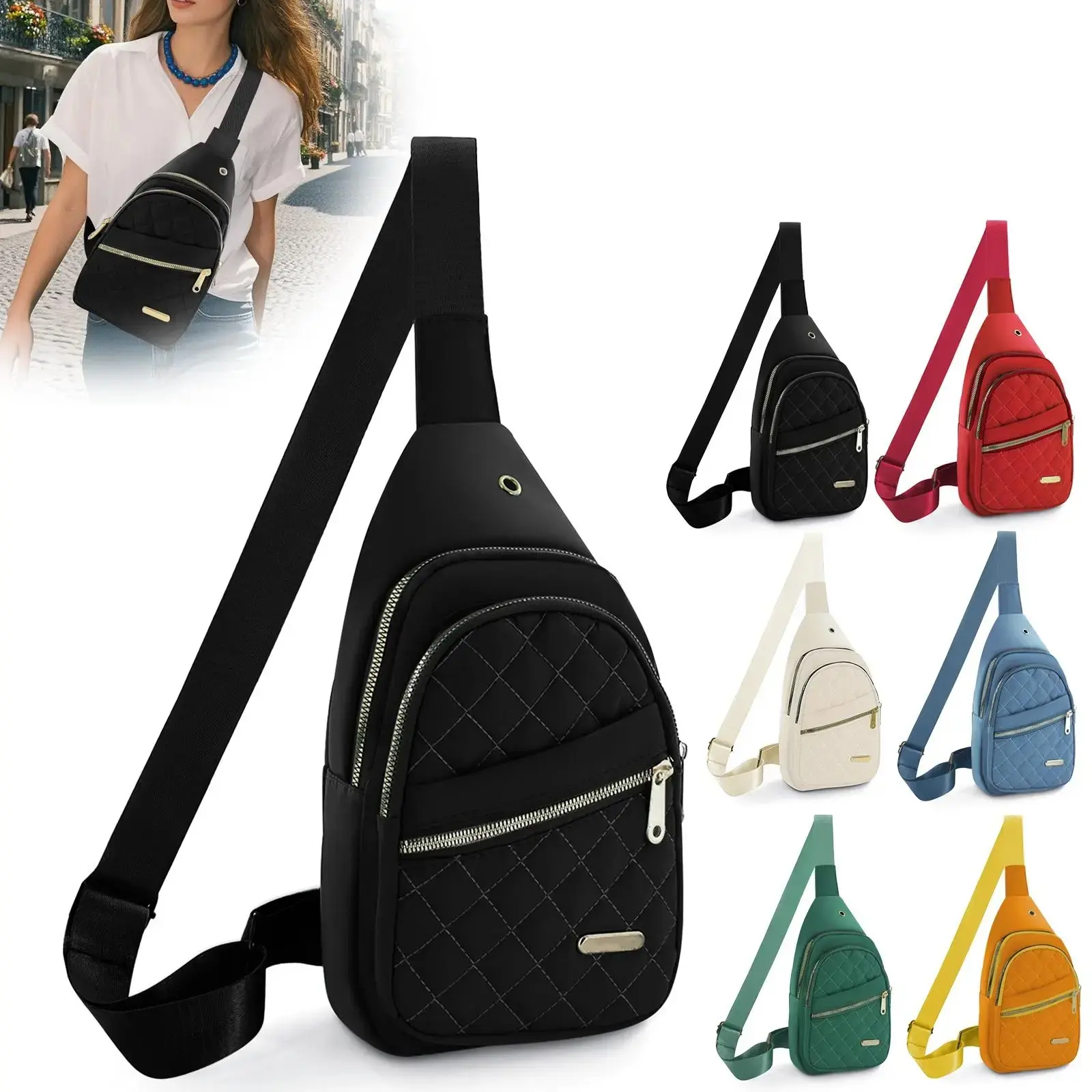 7-Color Women's Waterproof Oxford Bag,3-in-1 Crossbody Fanny Chest Bag ,Small Backpack Crossbody Bags for Women Chest Bag Cross Body Bag Fanny Pack for Outdoors Hiking Traveling,Crossbody Small Backpack for Women Men,Mother's Day Gifts