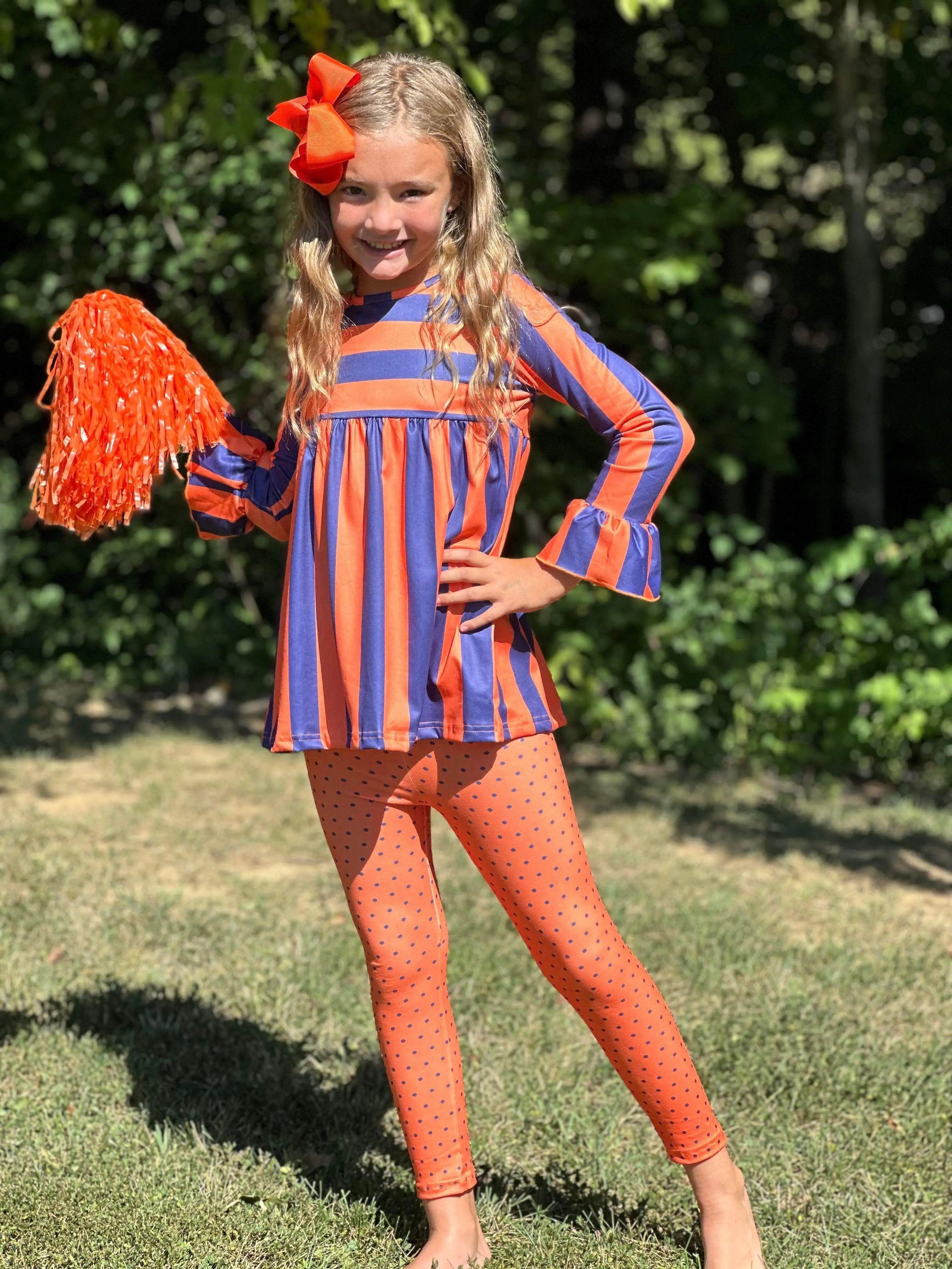 Orange & Navy Leggings Set