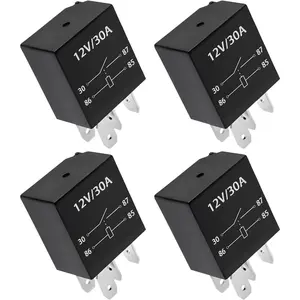 4-Pack 4 Pin 12V 30A Heavy Duty Stable Relay for Automotive Motor-Multi-Purpose Waterproof Auto Standard Relay, Universal Car Accessory
