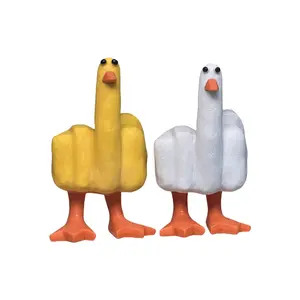 Creative & Amusing Middle-Finger Duck Resin Ornament - A Cute Animal-Themed Statue and a Uniquely Humorous Choice for Desktop Decor or Gifting