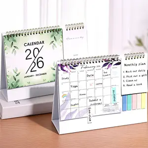 2026 Desk Calendar with Sticky Notes, Large Standing Flip Monthly Planner Jan 2026 - Dec 2026, Twin-Wire Binding, Thick Paper, Floral Design, Note Pages and Memo Tabs, Desktop Organizer for Office, Home, School, Study, Easy to Write, Tear Off, Reusable St