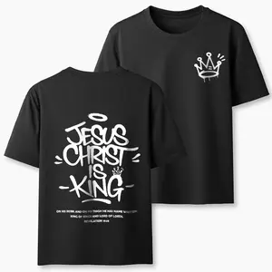 Unisex T-Shirt Jesus Christ Is King Revelation 19:16 Graffiti Crown Art Tee Christian Spiritual Inspired Comfortable Cotton Short Sleeve Shirt for Men and Women Vintage Washed Religious Top Holiday Gift Christmas Gift