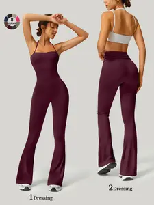 Women's Sporty One-Piece Jumpsuit, Butt-Lifting Design, Breathable Loose Fit, Outdoor Cycling Running Casual Fashion Pants, Sportswear Jumpsuits