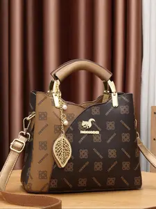 Women's Fashionable Leaf Handbag, Casual Versatile PU Leather Zipper Shoulder Bag, Trendy All-match Crossbody Bag for Daily Use