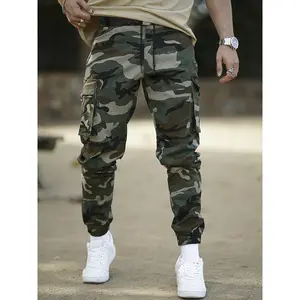 NewBdhjydb Men's Multicolor Camouflage Joggers - Fashionable, Multi-Pocket Design Perfect for Outdoor Casual and Street Style, Durable Polyester Fabric