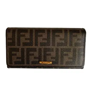 Pre-owned FENDI Wallet Small Leather Goods FF zucca monogram brown long authentic with COA