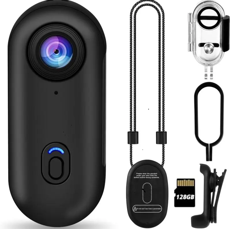 FHD 4K Mini Body Camera, WearableAction Body Cam, Portable Thumb Size Hands FreeRecording Body Worn Camera for Pet WalkingWork, Travel