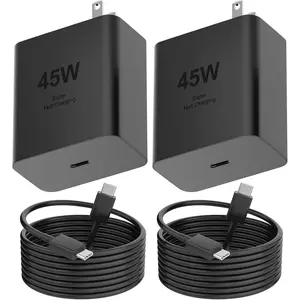 Type C Charger Fast Charging,45W USB-C Wall Charging PD GaN Power PPS Charger for Samsung Galaxy S25 S24+/Ultra/S23/S22/S21/S20/Note10/20, i-Phone 16/15 Pro,Pro Max,Plus(2Pack 6.6FT)