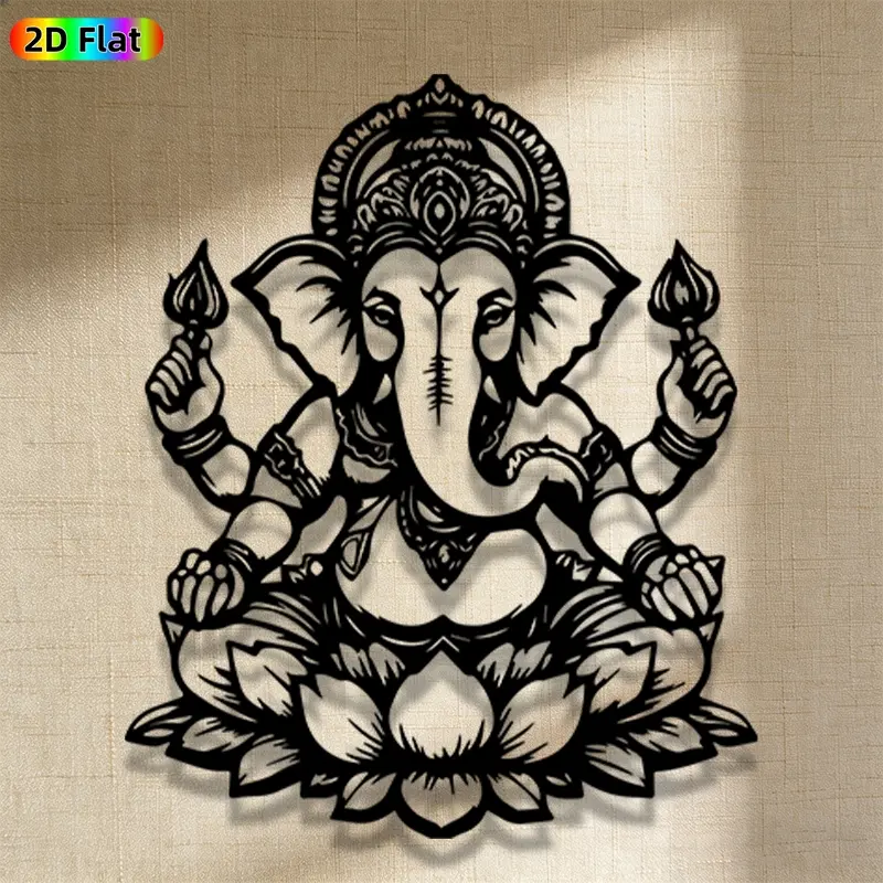 1pc Avant-Garde Ganesha Metal Wall Art, Avant-Garde Ganesha Statue Mural, Iron Craft, Perfect for Living Room, Garden, Indoor/Outdoor Decor, Intricate Craftsmanship, Artistic Metalwork, Christmas Decor, Ideal Gift for Trend Seekers