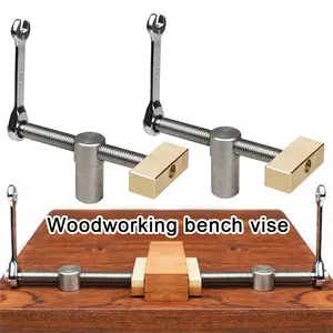 2-Sets of Clamping Tool Kit, Woodworking Fast Hold Bench Dog Clamp, Woodworking Desktop Clip, Brass Fast Fixed Clip, Quick Fixture Clamping Tools And Work Bench