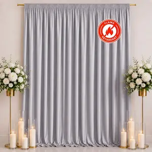 Scuba Polyester Backdrop Curtain Silver 10ftx12ft Durable Flame Resistant Wrinkle-Free Event Drape Panel With Rod Pocket