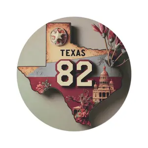 Texas 82 Round Rug — Vintage State Map Accent Mat