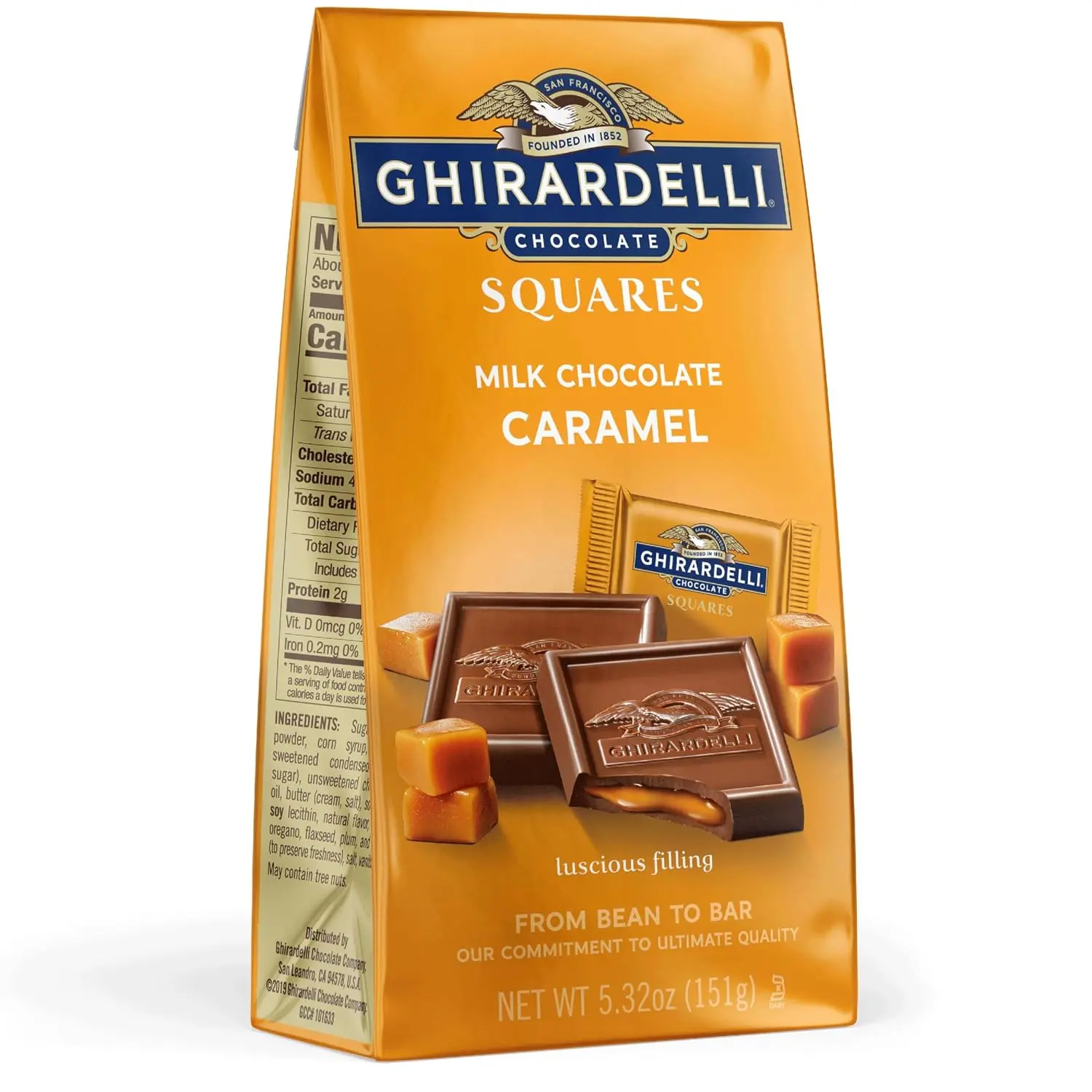 Ghirardelli, Milk Chocolate Squares with Caramel Filling, 5.3 Ounce