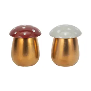 212 MAIN Ceramic Aroma Wax Mushroom Candles - Fig & Apricot Scented, 6 in, 6 oz, Brown & Ivory Ambiance Decorative Accent Custom-Shaped Candles, Set of 2, Home Fragrance Decor Ornaments