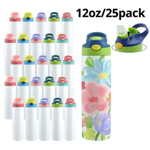 20oz Straight Sublimation Sippy Cup (25pack) Blank Tumbler Flip Top Water Bottle, Leak-Proof Pop-Up Straw Lid DIY Personalized  Drinkware outdoorfun