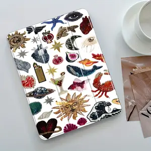 Three-Tier Stand iPad Case,Transparent Acrylic Hard Back,Pencil Slot & Charger Port,Fits iPad 7.9/8.3/10.2/10.5/10.9/11/12.9 13 inch,Shock-resistant Full Cover Protective Case Suitable for Offices Schools Homes