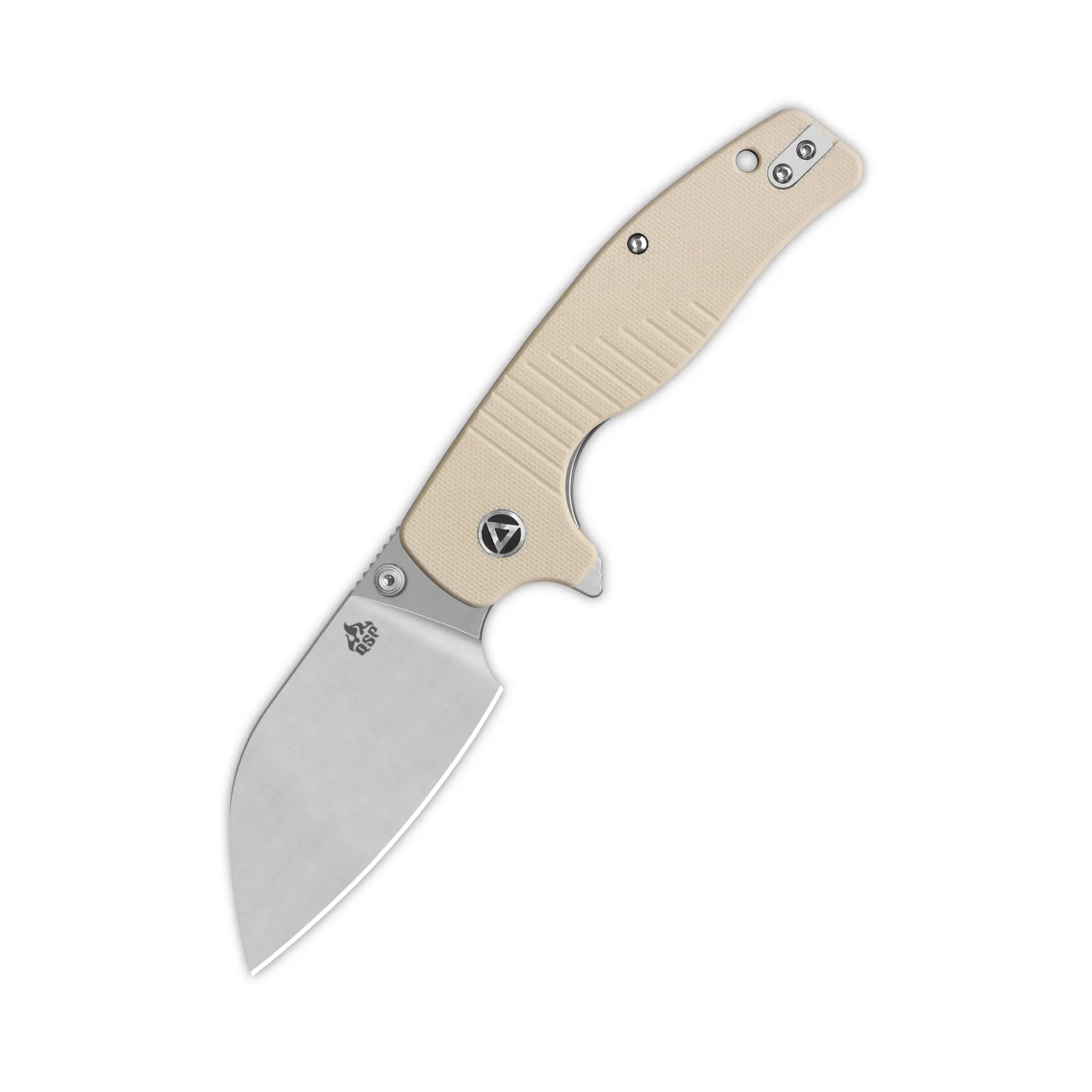QSP Chefmaster Folding Knife – 14C28N Blade, G10 Handle, Liner Lock with Flipper & Thumb Studs, 3.2” Wide Blade, Deep Carry Reversible Clip – EDC Pocket Knife
