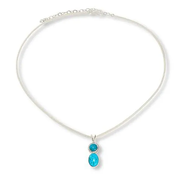 Mine Finds by Jay King Sterling Silver Kingman Turquoise 2-Stone Pendant with Chain