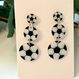 Triple Soccer Dangle Earrings