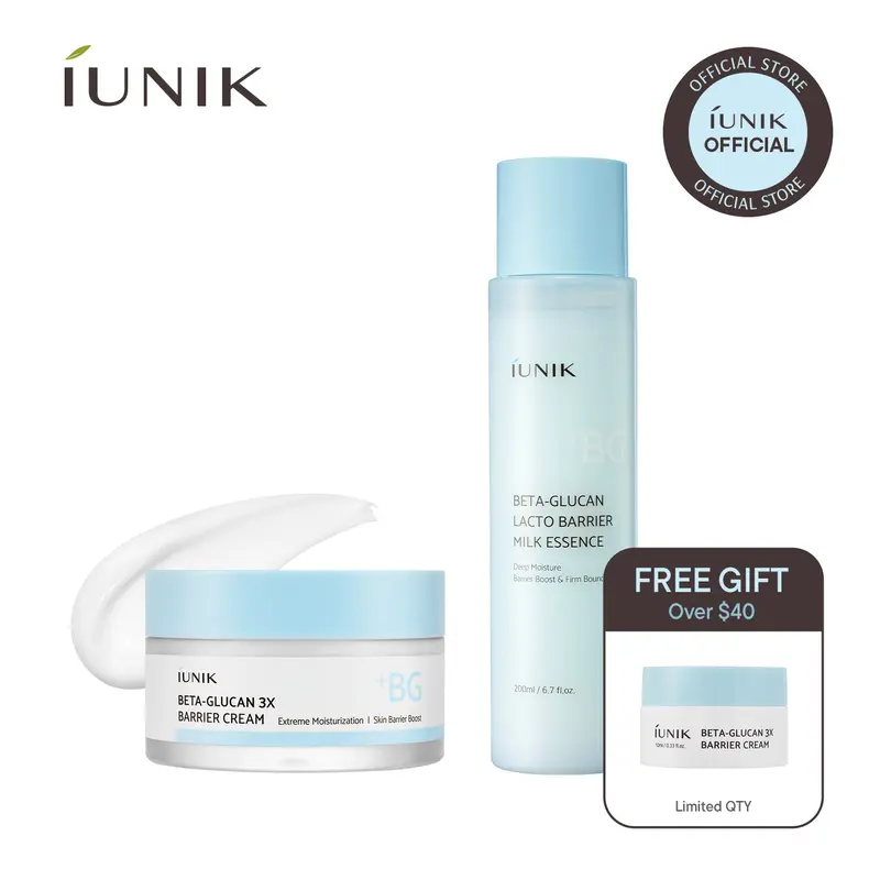 [IUNIK Official] 3X Barrier Moisture Duo | 3X Barrier Cream + Lacto Milk Essence | Peptide Firming & Hydration Set for Dry, Barrier-Weakened Skin | Korean Skincare
