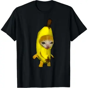 Cute Banana Cat T Shirt Happy Bananacat Meme Kitty Cat Lovers Tee for Women Men Girls Boys