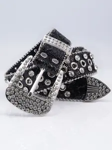 1pc Unisex Y2K Western Cowgirl Cowboy Belt, Punk Style Rhinestone Buckle, All-Season Fashion Accessory, Perfect for Jeans & Halloween Gifts, Rhinestones Belt, Rhinestone Decorated Belt, Bling Western Belt