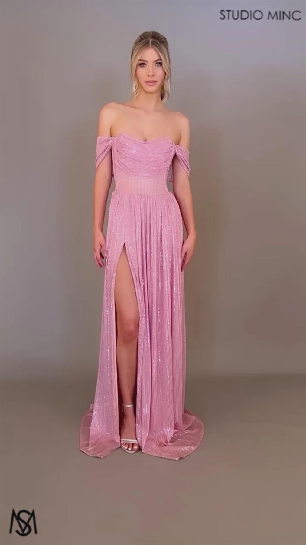 Sequin Slit Maxi Ball Gown | Strapless Prom Dress Women