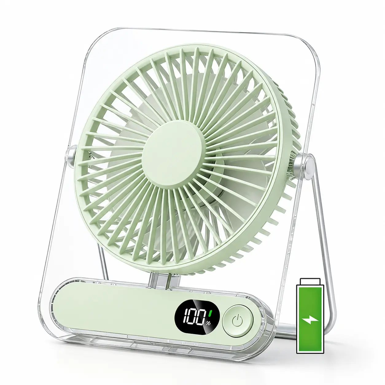 Portable Rechargeable Desktop Fan - Fan Portable, Compact, 5 Adjustable Speeds, 180° Foldable Stand, Digital Display, USB Charging, Lightweight Multifunctional Cooling Device for Home, Office