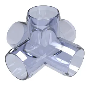 Formufit 1/2" Clear 5-Way Cross PVC Fitting for Furniture