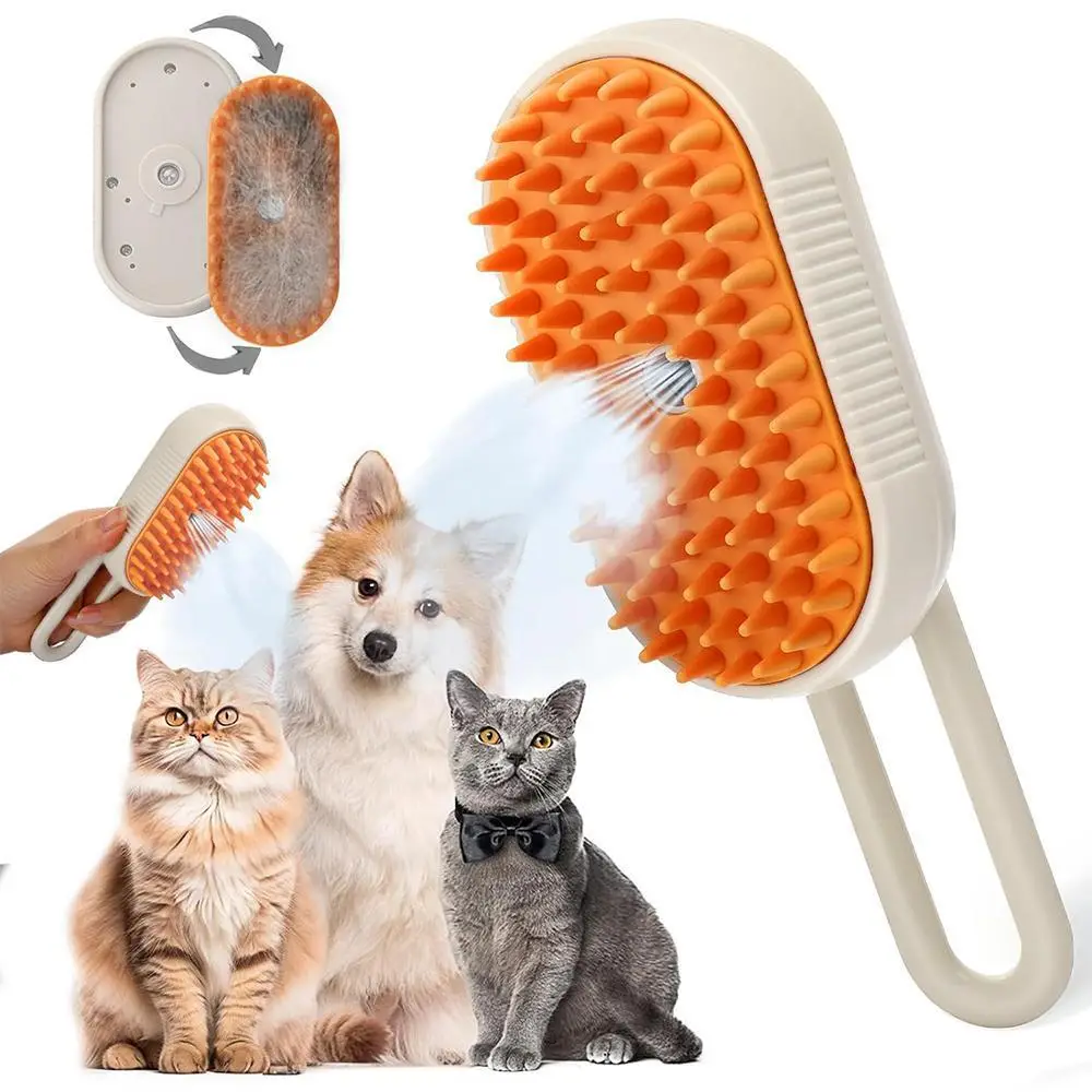 Electric Pet Hair Removal Spray Brush, Pet Grooming Brush with Spray Function, Pet Massage Brush, Dog & Cat Grooming Supplies, Hair Remover