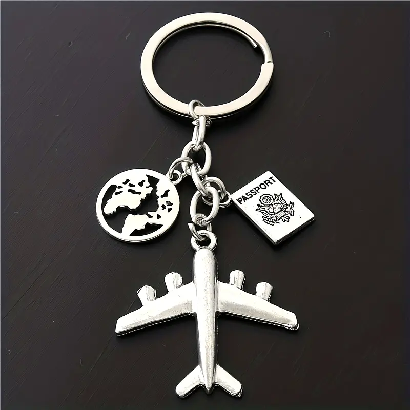 2pcs Durable Alloy Airplane Shaped Travel Keychain - Perfect Accessory for Aviation Enthusiasts and Adventure Seekers - Lightweight and Portable Novelty Gift