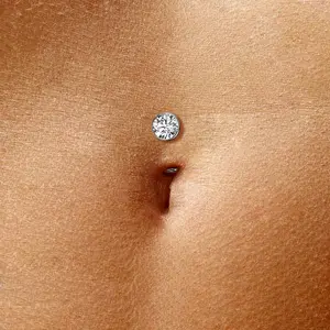 Titanium Threadless Floating Convex Base CZ Navel Belly Ring Color Clear Unique Jewelry Delicate Design Piercing For Women