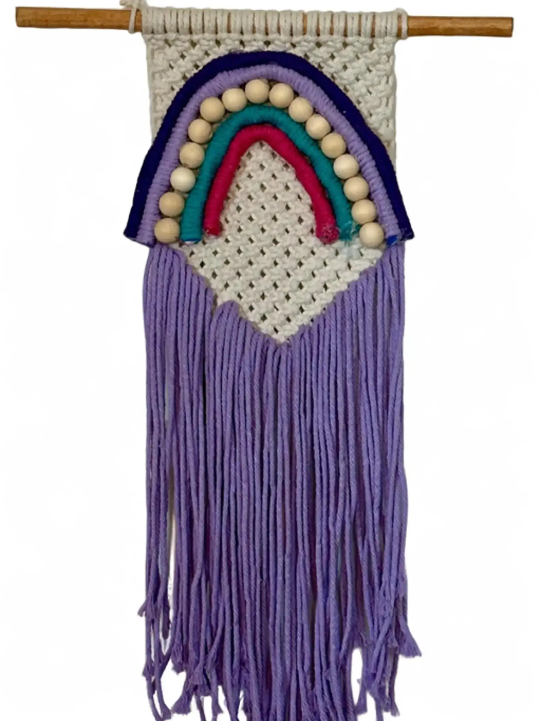 Lavender rainbow macrame wall hanging
