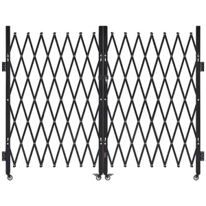 VEVOR Double Folding Security Gate, Lockable Scissor Gate with 360 Swivel Casters, Outdoor Barricade Steel Retractable Gates, for Entry Security, Garage, Warehouse Pool, 129.92x 63.19 in (Wx H)
