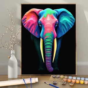 Paint by Numbers Kit for Adults Beginners, Elephant+24 Color+Frameless+Abstract Animal Art+DIY Acrylic Painting+Numbers Painting for Painting Lover+Perfect Wall Decor+Gift for Birthday, Father's Day, Christmas, Halloween, Mother's Day