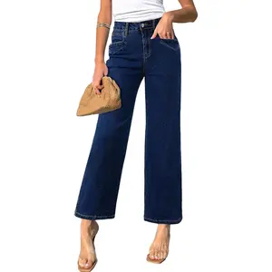 Women's Straight Leg Jeans High Waisted Stretchy Jeans Zimbaplatinum Wide Leg Ankle Denim Pants with PocketsGift
